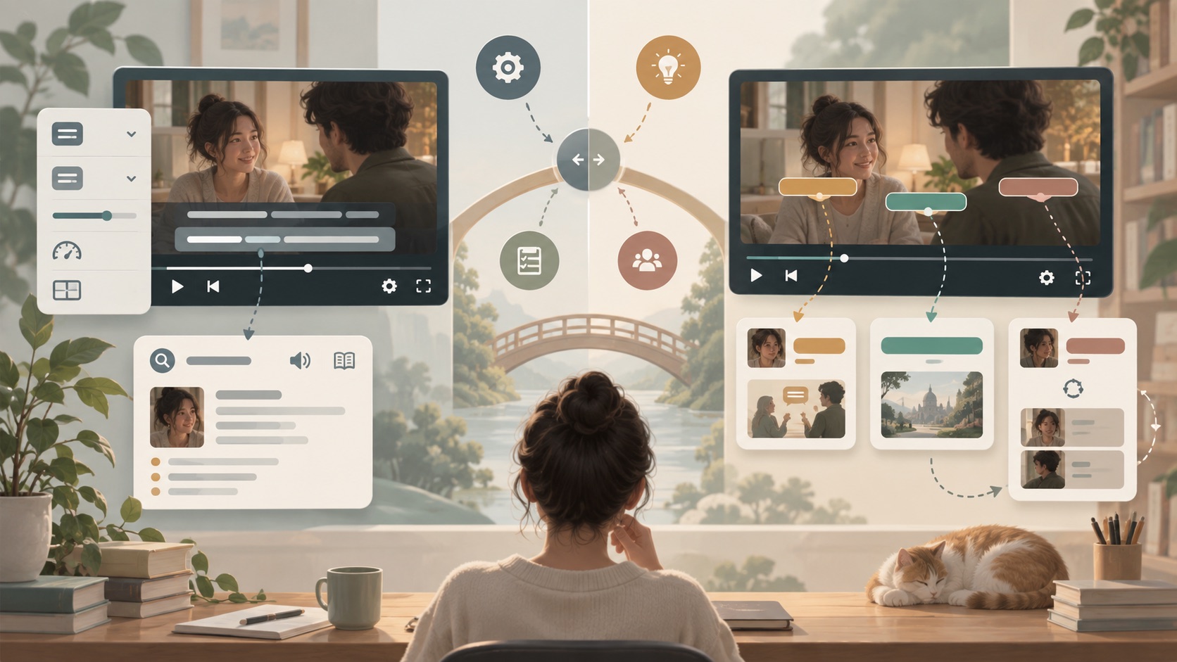 Neutral editorial comparison of dual-subtitle playback controls and contextual expression discovery